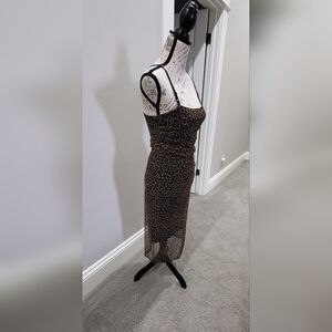 Ardene Brown and Black Leopard Print Slip Dress